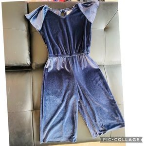 Girls old navy blue velvet Capri jumpsuit
